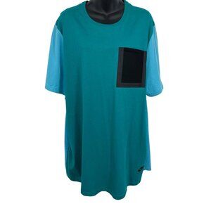 Nike Mens Teal Blue Colorblock Tee Shirt Short Sleeve Size XXL Crew Neck NWT New